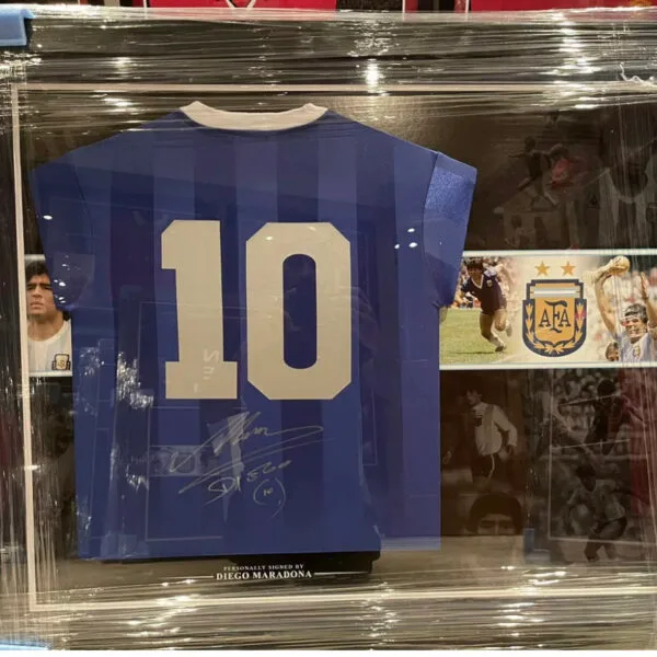 Diego Maradona Signed Hand Of God Shirt Away Argentina 1986