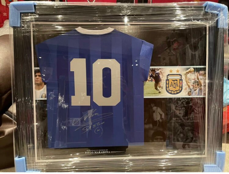 Diego Maradona Signed Hand Of God Shirt Away Argentina 1986