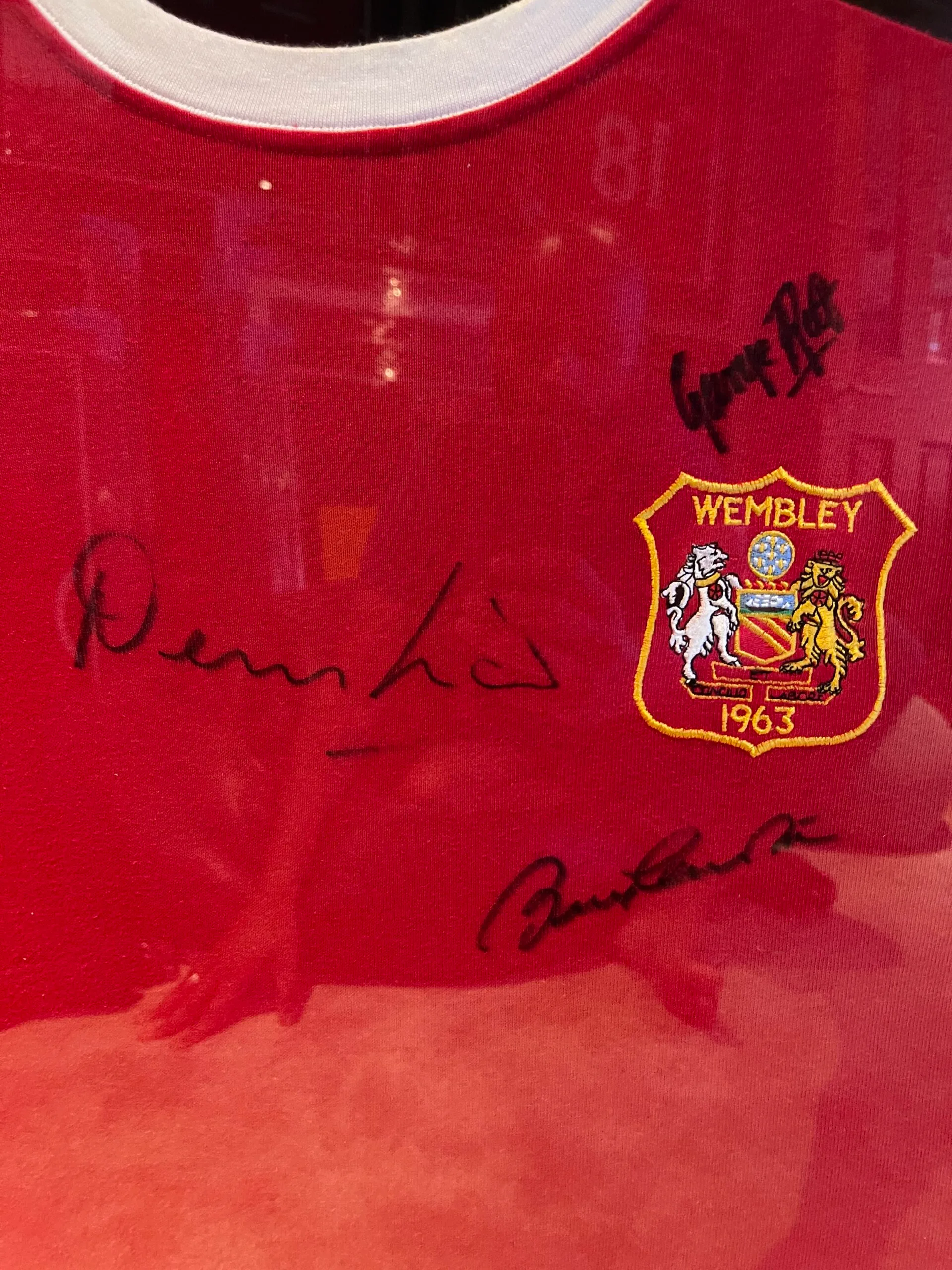 Manchester United Holy Trinity Best, Law and Charlton signed 1963 final shirt - Image 2