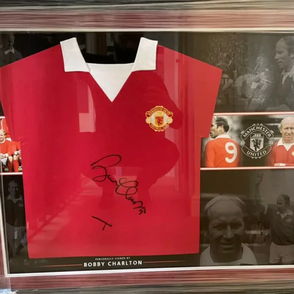 Sir Bobby Charlton signed Manchester United shirt