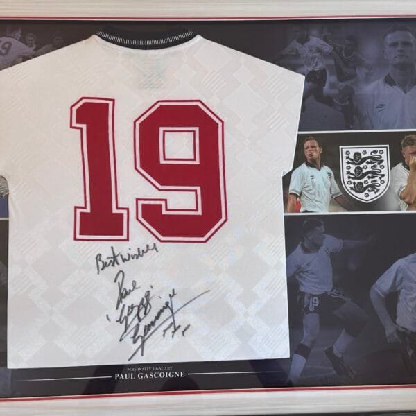 Paul Gazza Gascoigne signed 1990 England shirt