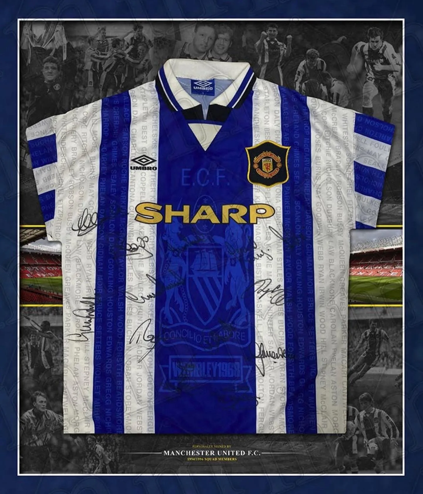 Manchester United 1994/96 signed away 3rd shirt RARE