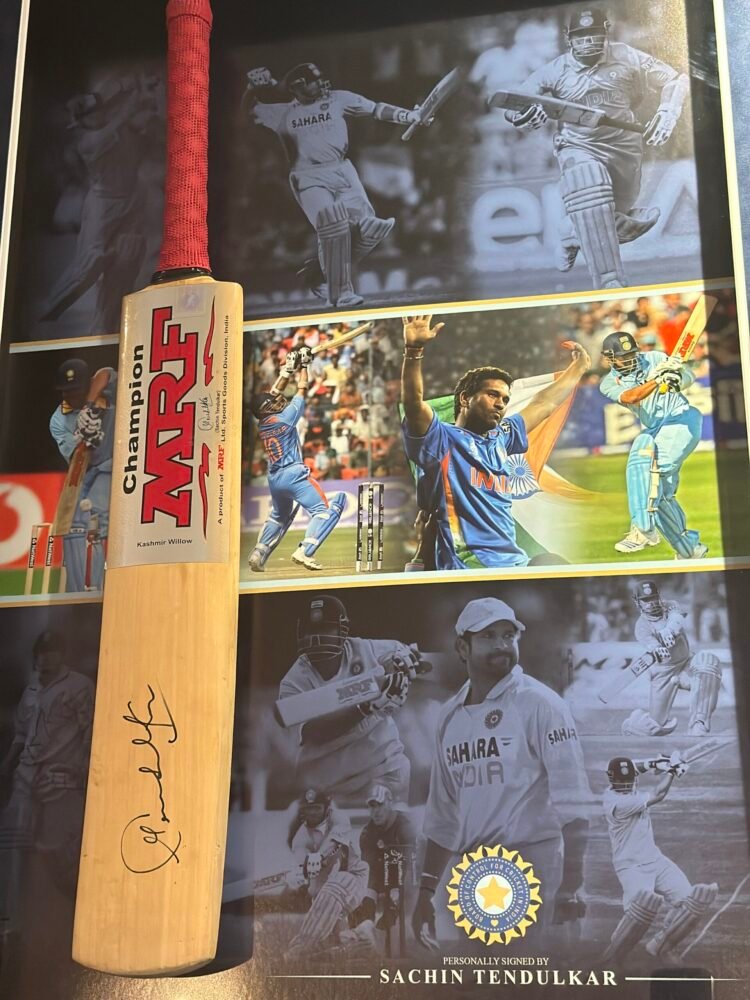 Sachin Tendulkar signed MRF cricket bat India