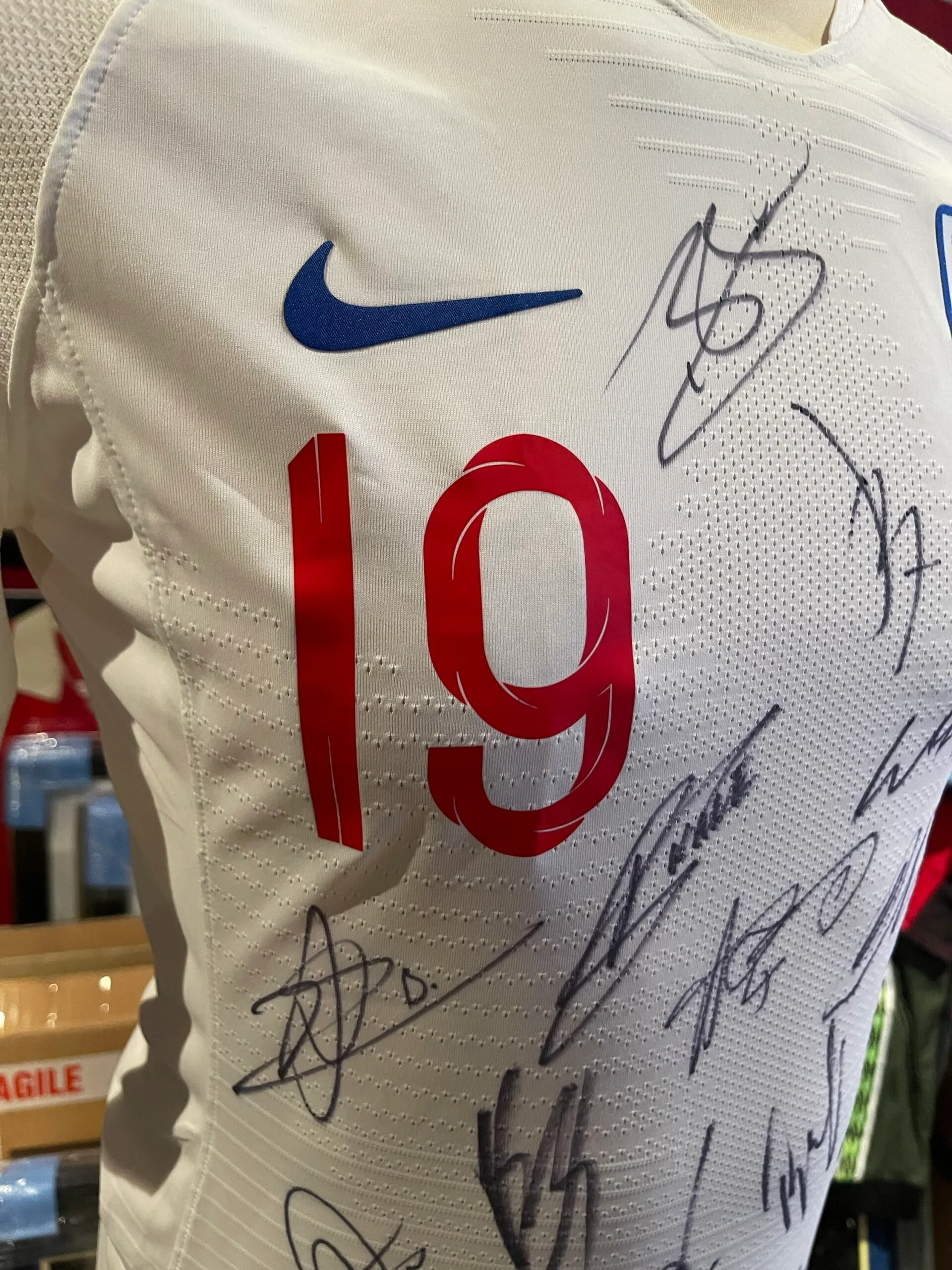 Marcus Rashford match worn England vs USA framed signed shirt - Image 6