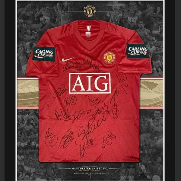 Manchester United signed 2009 League Cup winners shirt Ronaldo Sir Alex