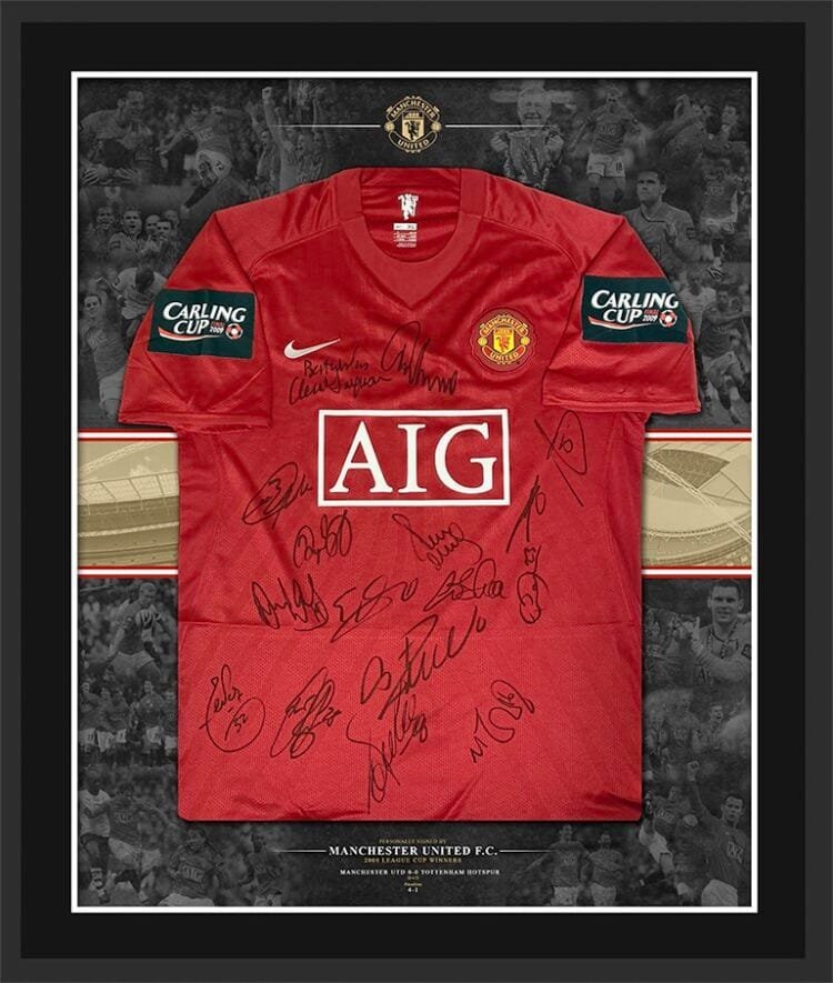 Manchester United signed 2009 League Cup winners shirt Ronaldo Sir Alex