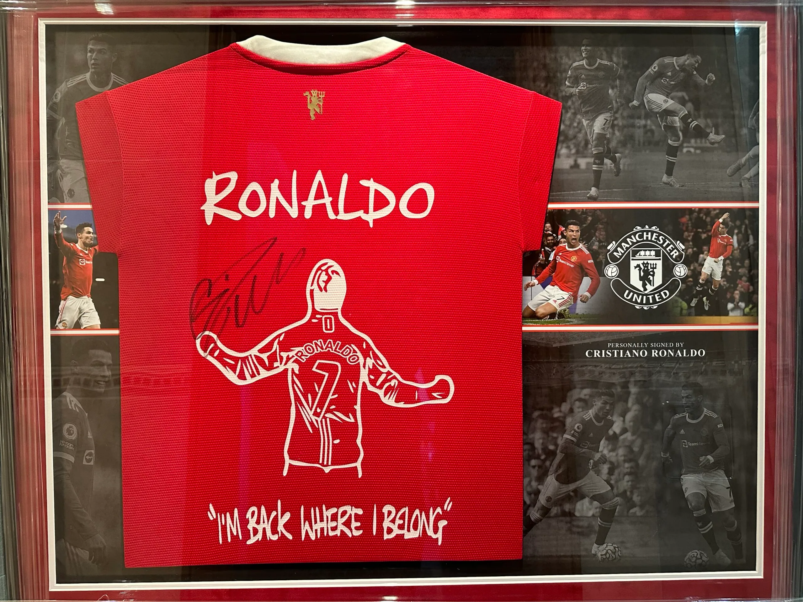 Cristiano Ronaldo signed 'I'm back where I belong' 2021 Manchester United shirt - Image 11