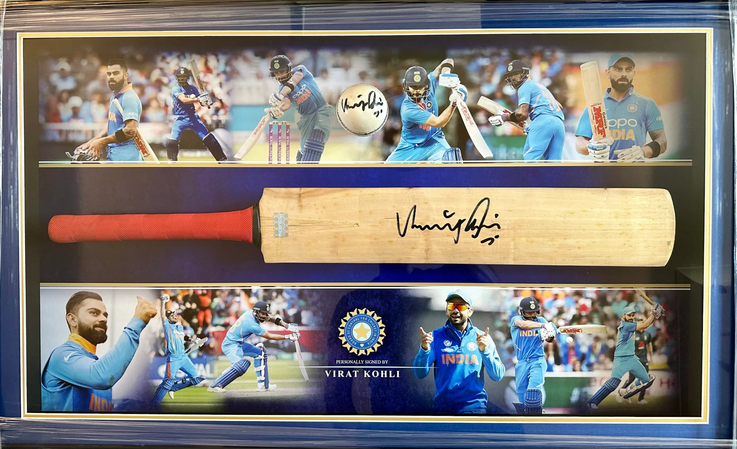 Virat Kohli signed autographed cricket bat and ball India ICONS - Image 2