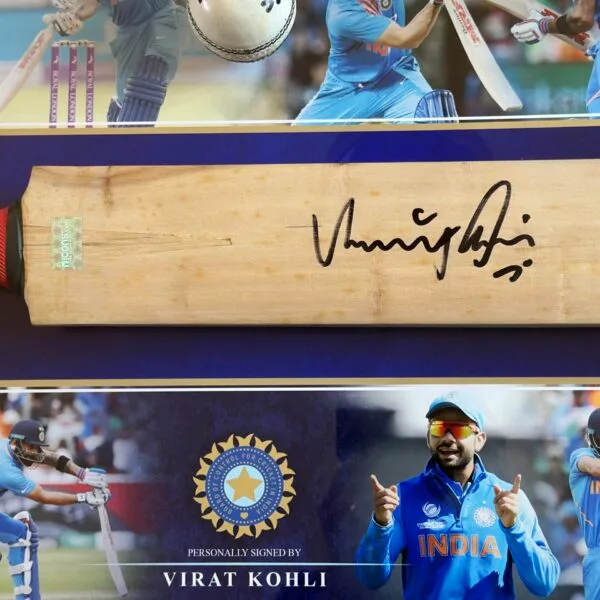 Virat Kohli signed autographed cricket bat and ball India ICONS