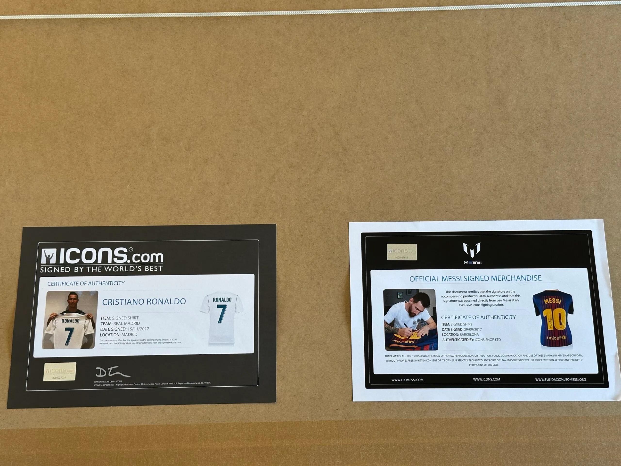 Cristiano Ronaldo Real Madrid & Lionel Messi Barcelona signed shirts Icons - Image 20