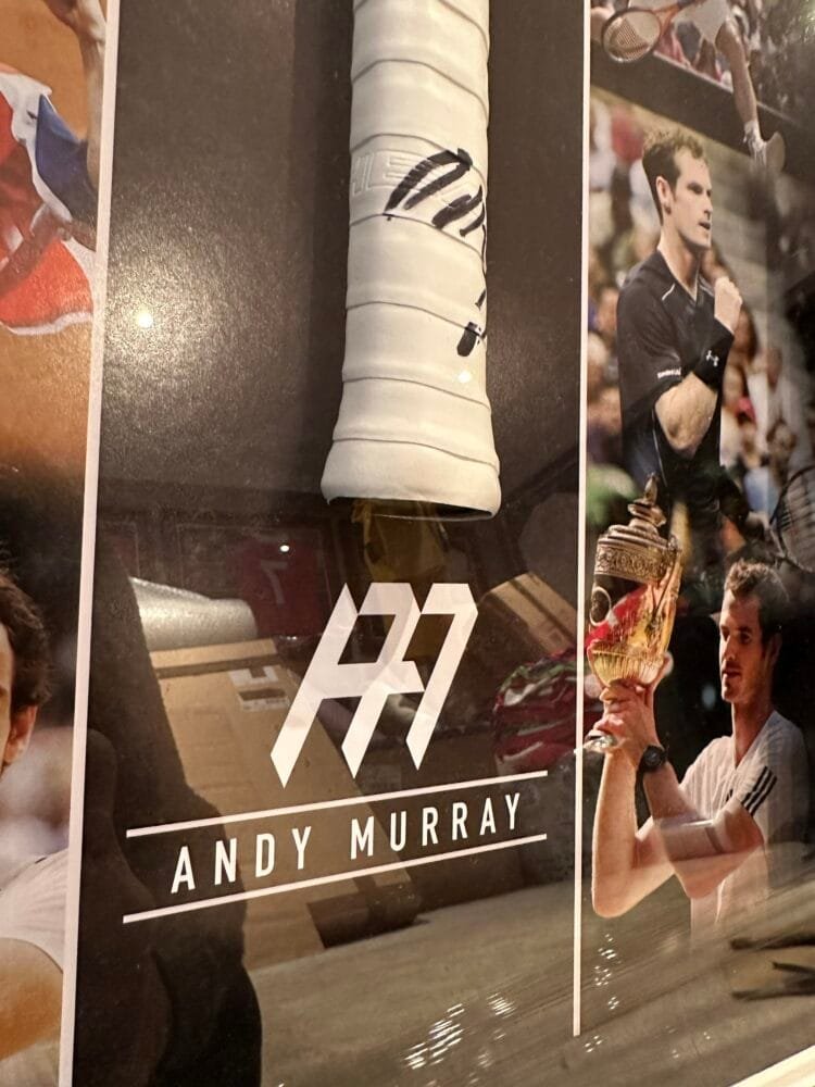 Andy Murray signed tennis racket and ball display - Image 2